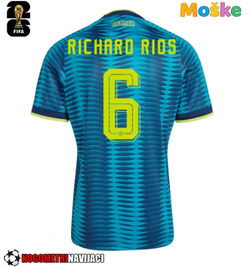 Moške Nogometnih dresov Kolumbija Richard Rios #6 Gostujoči SP 2026 Kratki rokavi Moške Nogometnih dresov Kolumbija Richard Rios #6 Gostujoči SP 2026 Kratki rokavi